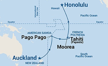 15-Day Hawaii, Tahiti & South Pacific Crossing Itinerary Map